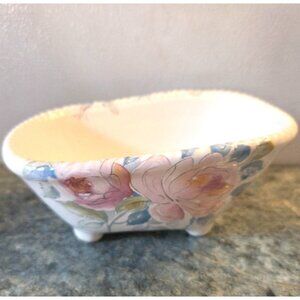 Vintage VB Athena Footed Tub Rose Floral Soap Dish Holder Ceramic